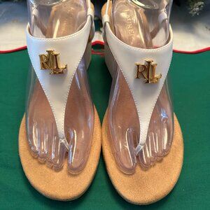 Women's Ralph Lauren Size 9 B Jeannie White wedge sandals